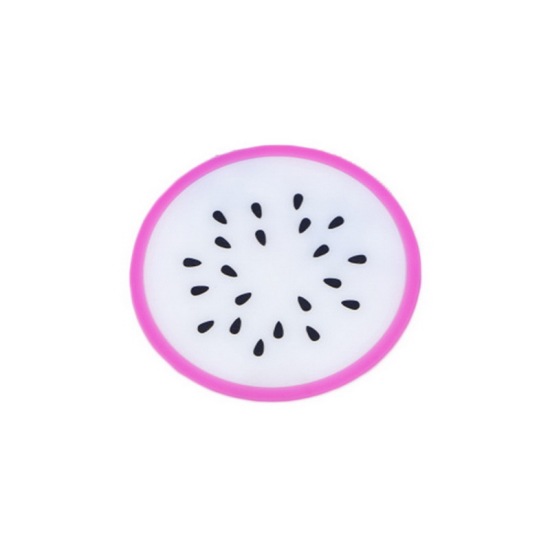 Picture of White & Fuchsia - Table Coasters Cartoon Dragonfruit Fruits Cup Placemat For Drinks, 1 Piece