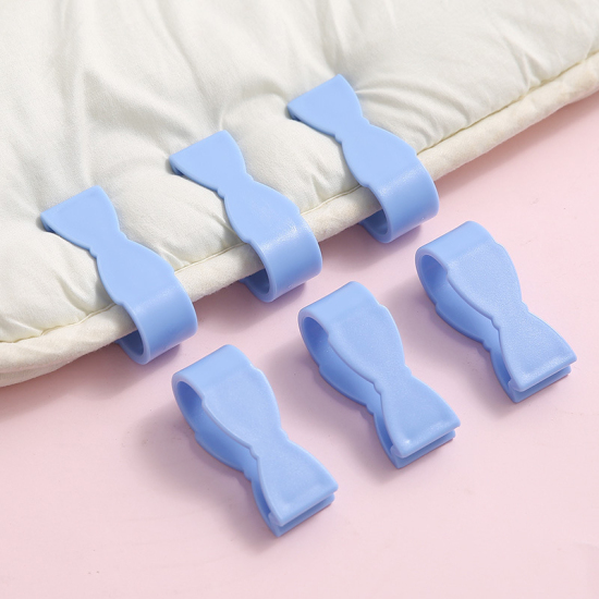 Picture of Blue - 6 PCs Bed Sheet Grippers Anti-slip Clamp Fasteners Mattress Sheets Fixed Buckles For Bedroom, 1 Set