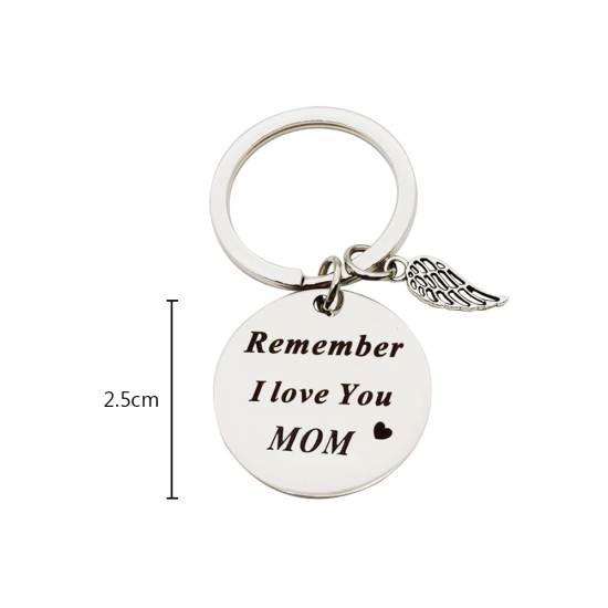 Picture of Silver Tone - Stainless Steel Father's Day English Alphabet Words Lettering Engraved Pendant Birthday Gift Key