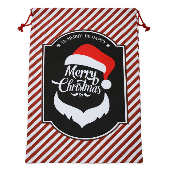 Picture of Cotton Storage Container Bags Black & Red Rectangle Christmas Santa Claus 63cm x 45cm, 1 Piece