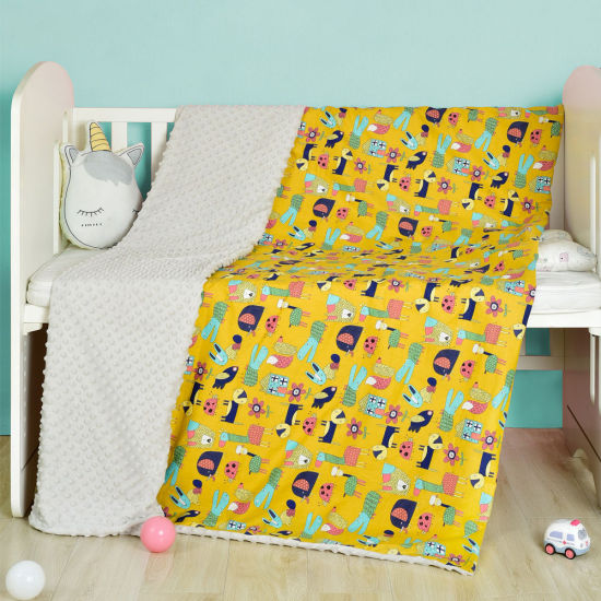Picture of Pure Cotton Blanket For Baby Kids Yellow Animal 100cm x 80cm, 1 Piece