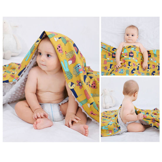 Picture of Pure Cotton Blanket For Baby Kids Yellow Animal 100cm x 80cm, 1 Piece