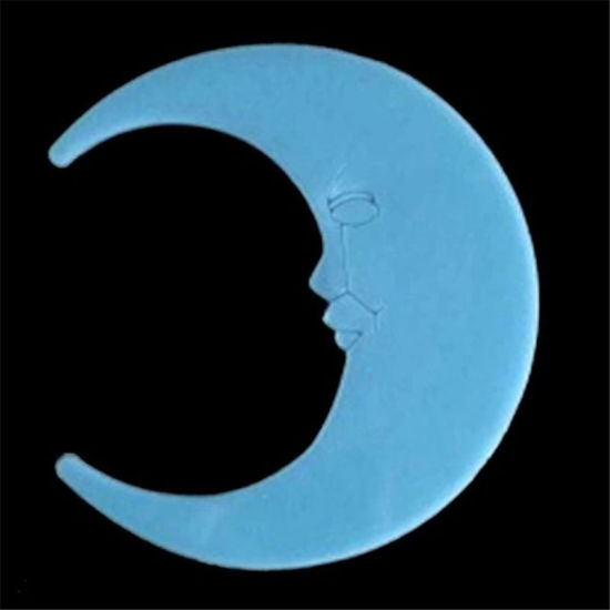 Picture of PP Home Kids Room Decor Wall Decal Sticker Blue Moon Face Glow In The Dark Luminous 8cm, 1 Piece