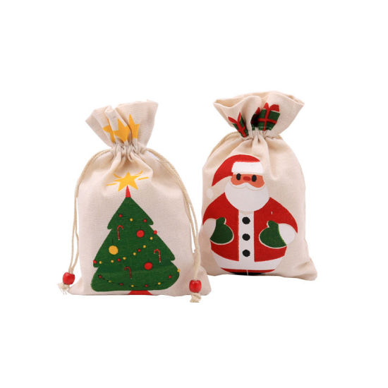 Picture of Drawstring Bags Rectangle Creamy-White Christmas Tree 23cm x 15cm, 1 Piece