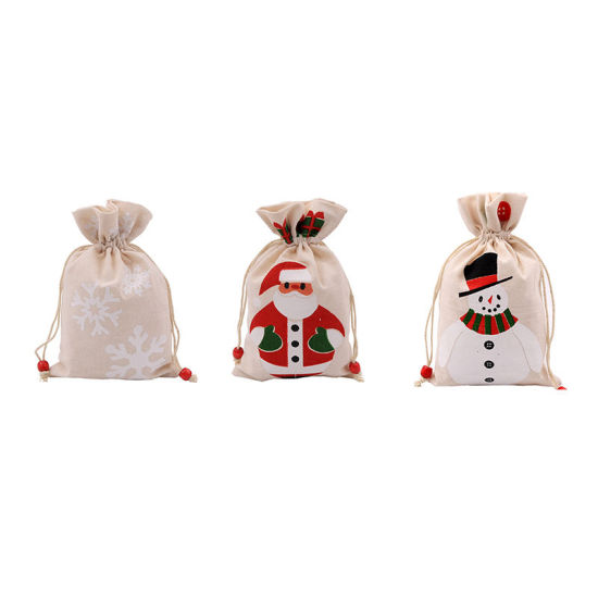 Picture of Drawstring Bags Rectangle Creamy-White Christmas Snowflake 23cm x 15cm, 1 Piece