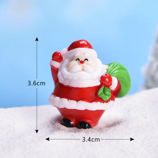 樹脂 マイクロランドスケープミニチュアデコレーション 赤 クリスマスサンタクロース 36mm x 34mm、 1 個 の画像