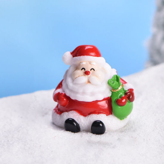 Picture of Resin Micro Landscape Miniature Decoration Red Christmas Santa Claus 32mm x 30mm, 1 Piece
