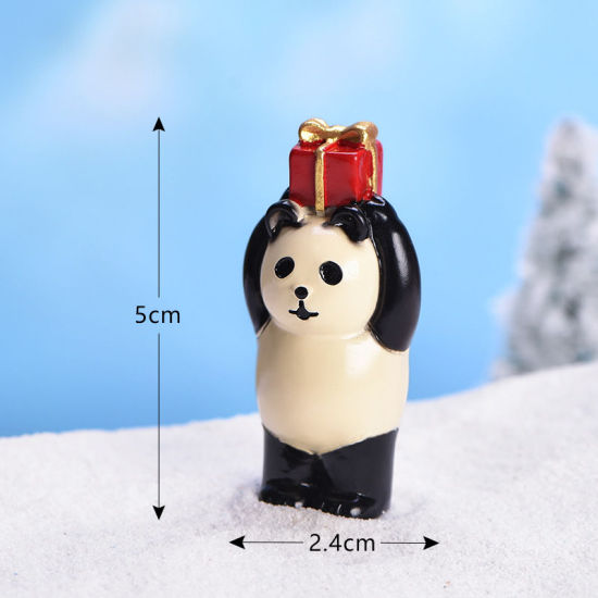 Picture of Resin Micro Landscape Miniature Decoration Black Christmas Panda 50mm x 24mm, 1 Piece