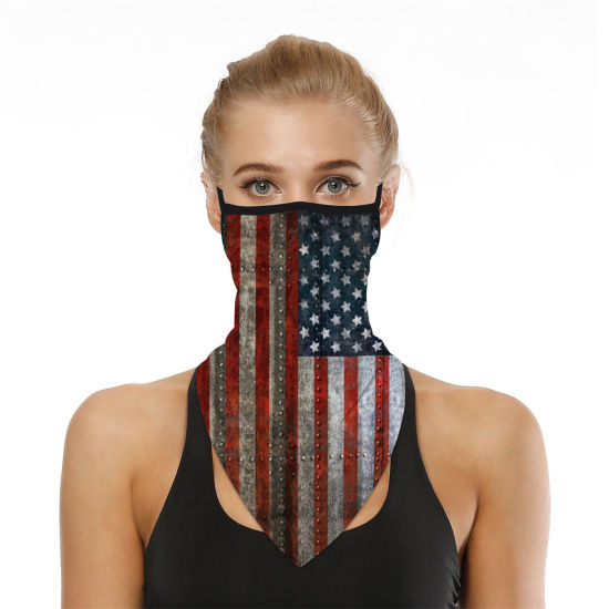 Image de Masque Facial Anti-poussière Coupe-Vent pour Monter à Bicyclette en Plein Air en Polyester Rouge Drapeau des États-Unis 45cm x 23.5cm, 1 Pièce