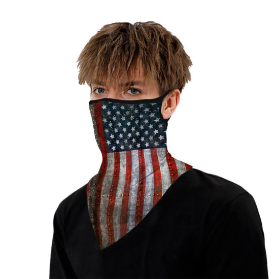 Image de Masque Facial Anti-poussière Coupe-Vent pour Monter à Bicyclette en Plein Air en Polyester Rouge Drapeau des États-Unis 45cm x 23.5cm, 1 Pièce