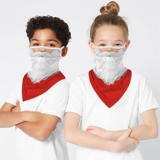 Image de Masque Facial Anti-poussière Coupe-Vent pour Monter à Bicyclette en Plein Air Enfants en Polyester Rouge Père Noël 1 Pièce