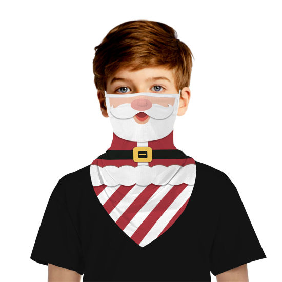 Image de Masque Facial Anti-poussière Coupe-Vent pour Monter à Bicyclette en Plein Air Enfants en Polyester Rouge Père Noël 1 Pièce