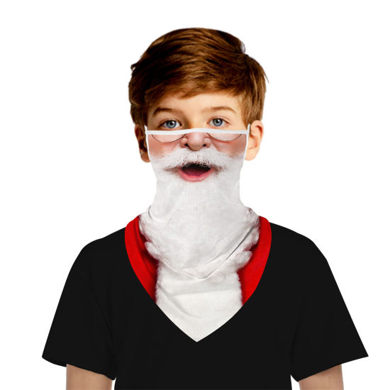 Bild von Terylen Kinder Winddichte staubdichte Gesichtsmaske für das Fahren im Freien Weiß Weihnachten Weihnachtsmann 1 Stück