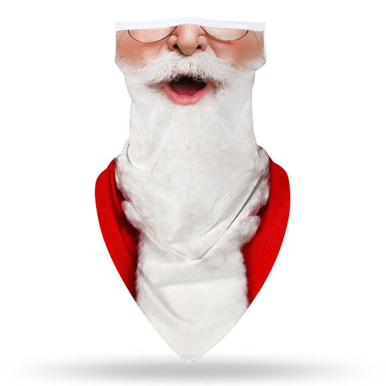 Picture of Polyester 11-14 Years Children Kids Windproof Dustproof Face Mask For Outdoor Cycling White Christmas Santa Claus 1 Piece