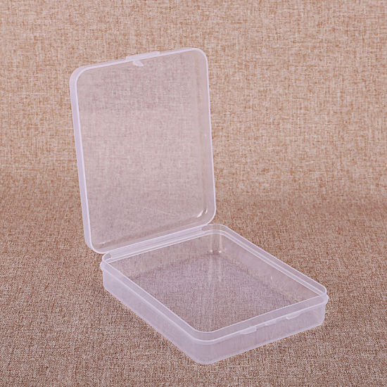 Изображение PP Recyclable Portable Mouth Mask Storage Box Rectangle Blue Transparent 11.5cm x 9.2cm, 3 PCs