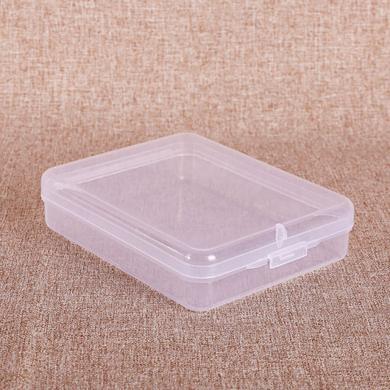 Изображение PP Recyclable Portable Mouth Mask Storage Box Rectangle Blue Transparent 11.5cm x 9.2cm, 3 PCs