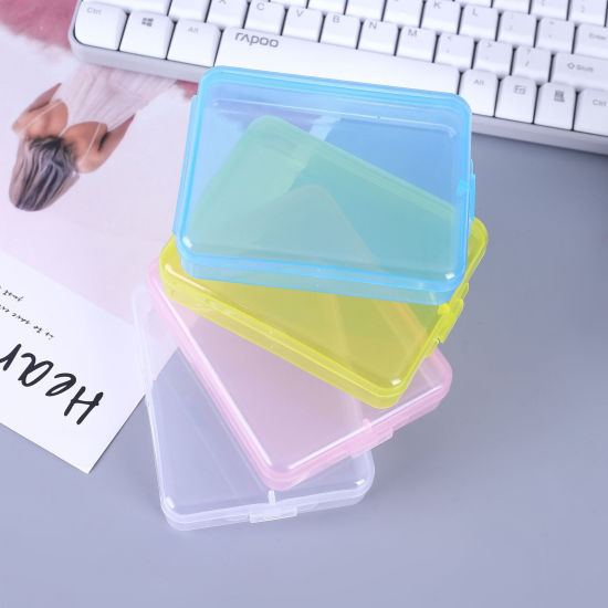 Изображение PP Recyclable Portable Mouth Mask Storage Box Rectangle Blue Transparent 11.5cm x 9.2cm, 3 PCs