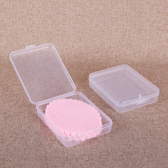 Изображение PP Recyclable Portable Mouth Mask Storage Box Rectangle Pink Transparent 11.5cm x 9.2cm, 3 PCs