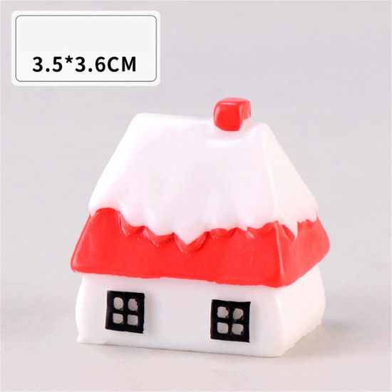 Picture of Resin Christmas Micro Landscape Miniature Decoration Red House 3.6cm x 3.5cm, 1 Piece