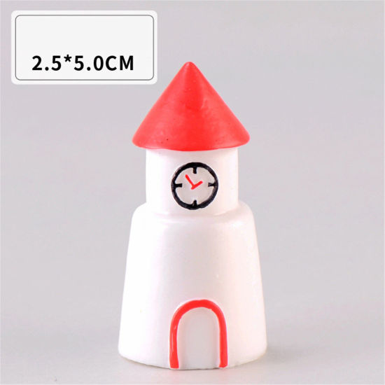 Picture of Resin Christmas Micro Landscape Miniature Decoration Red House 5cm x 2.5cm, 1 Piece
