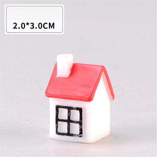 Picture of Resin Christmas Micro Landscape Miniature Decoration Red House 3cm x 2cm, 1 Piece