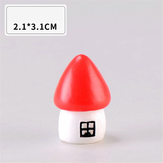 Picture of Resin Christmas Micro Landscape Miniature Decoration Red House 3.1cm x 2.1cm, 1 Piece