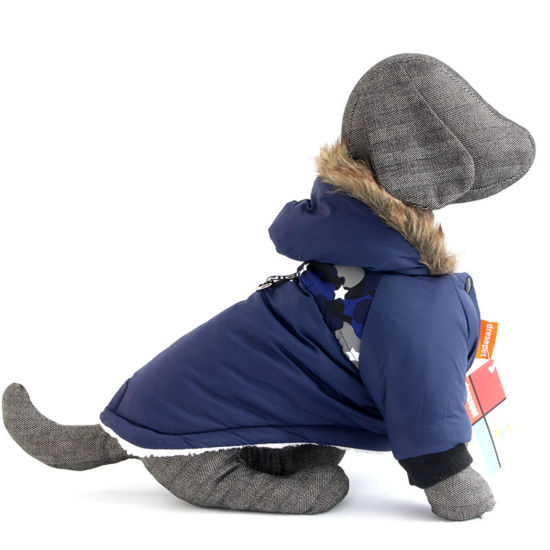Picture of Cotton Winter Warm Pet Clothes Coat Blue Size S, 1 Piece
