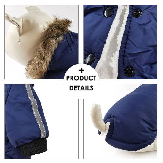 Picture of Cotton Winter Warm Pet Clothes Coat Blue Size S, 1 Piece