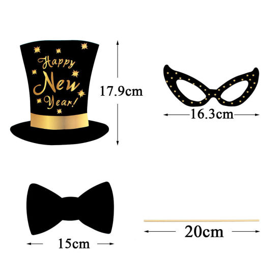 Picture of Paper Christmas New Year Photo Props Decorations Multicolor 1 Set ( 10 PCs/Set)
