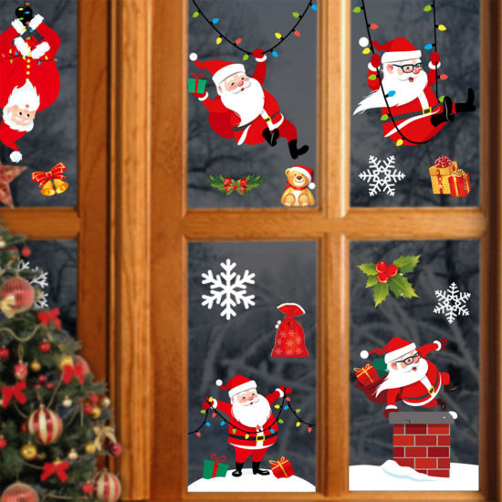 Picture of PVC Windows Glass Clings Stickers Decals Decorations White Christmas Snowman 30cm x 20cm, 1 Set