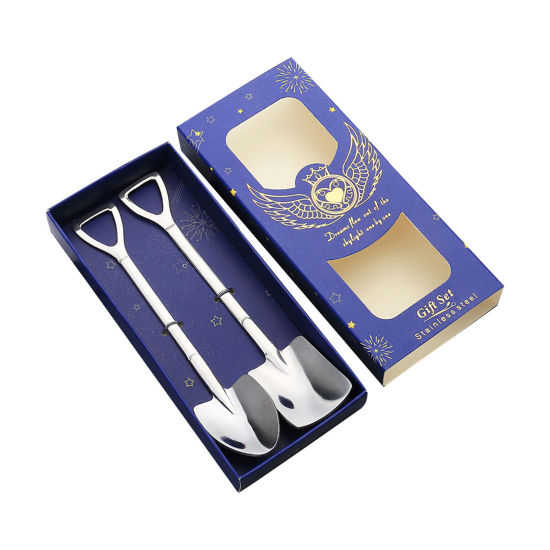 Picture of 304 Stainless Steel Spoon Tableware Silver Tone Shovel 15.2cm x 3.2cm, 1 Set ( 2 PCs/Set)