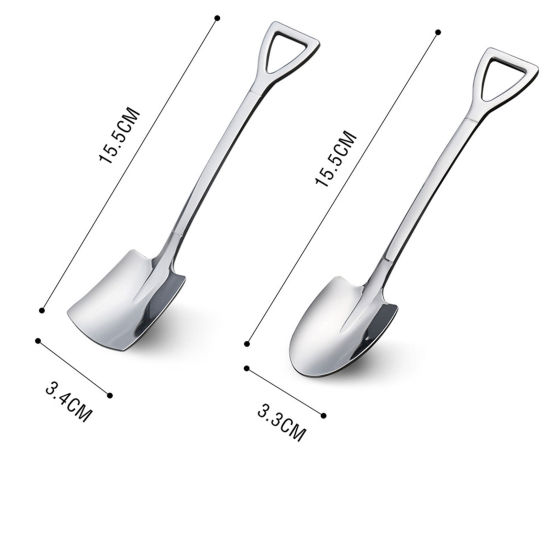 Picture of 304 Stainless Steel Spoon Tableware Silver Tone Shovel 15.2cm x 3.2cm, 1 Set ( 2 PCs/Set)