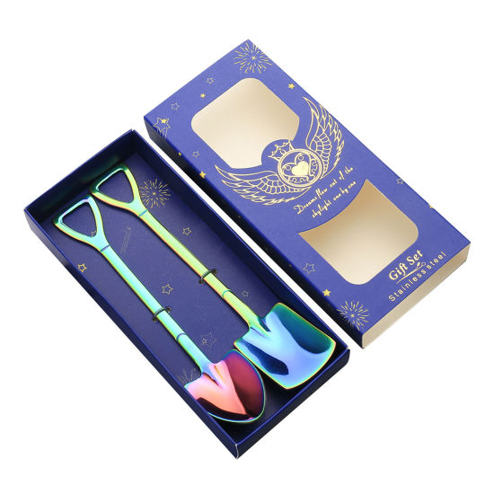 Picture of 304 Stainless Steel Spoon Tableware Multicolor Shovel 15.2cm x 3.2cm, 1 Set ( 2 PCs/Set)