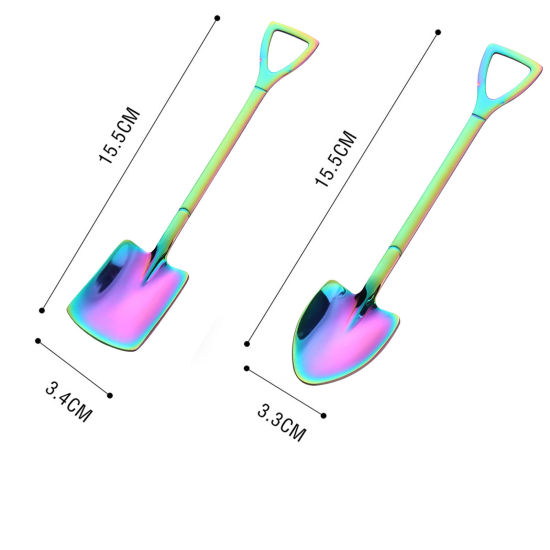 Picture of 304 Stainless Steel Spoon Tableware Multicolor Shovel 15.2cm x 3.2cm, 1 Set ( 2 PCs/Set)