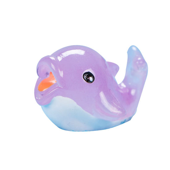 Picture of Resin Ocean Jewelry Micro Landscape Miniature Decoration Pink Dolphin Animal 25mm x 20mm, 1 Piece