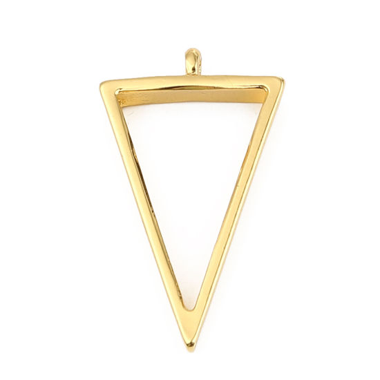Image de Pendentif Cadre Arrière Ouvert pour Résine Polymètre en Alliage de Zinc Doré Triangle 39mm x 22mm, 10 Pcs