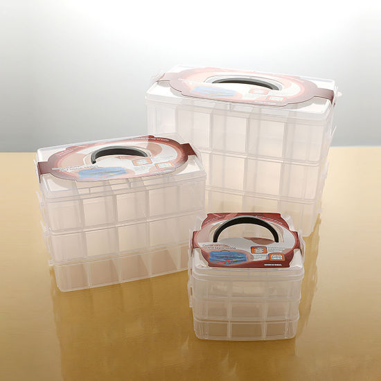 Picture of Plastic Jewelry Storage Box Rectangle White Detachable 32cm x 24cm, 1 Piece