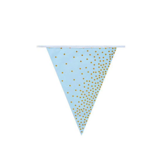 Image de Banderole Bannière Déco de Soirée en Papier Bleu Triangle à Pois Jetable 1 Kit
