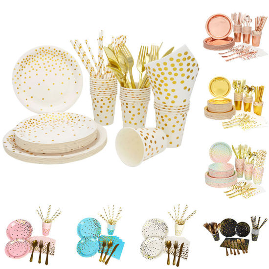 Picture of Paper Party Tableware Rose Gold Disposable 1 Set ( 200 PCs/Set)