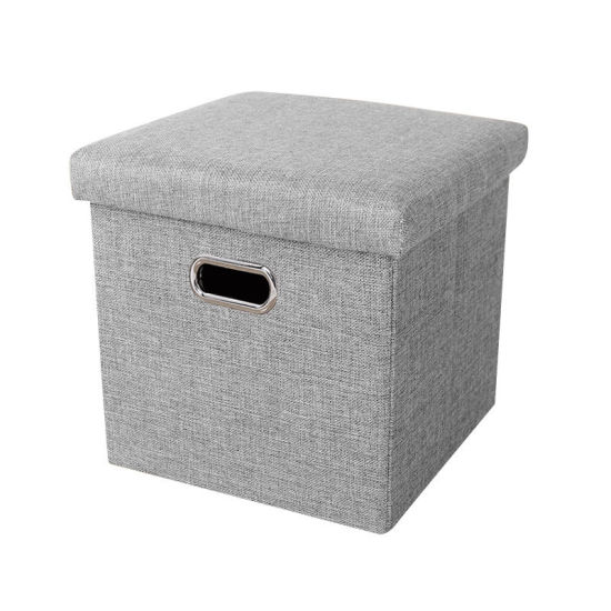 Изображение Gray - Multifunction Folding Fabric Container Storage Stool Can Sit Box Household with Handle 40x25x25cm, 1 Piece
