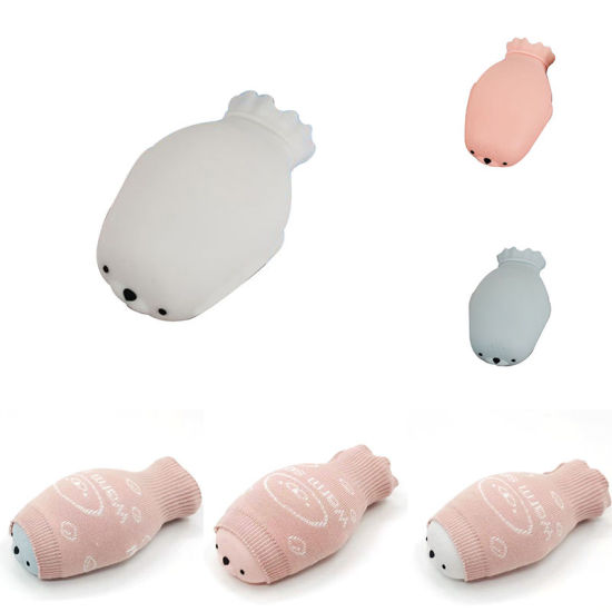 Изображение Pink - 450ml Environmentally Friendly Food Grade Silicone Seal Animal Hand Warmer Hot Water Bottle, 1 Piece