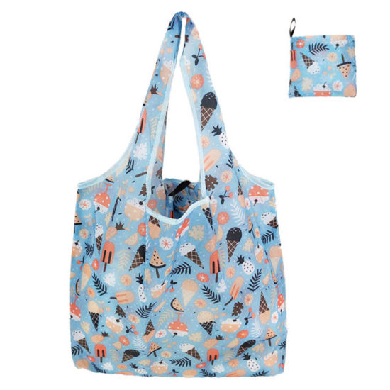 Picture of Blue - Ice Cream Large Waterproof Portable Thickened Foldable Shopping Shoulder Bag 60x40x8cm, 1 Piece