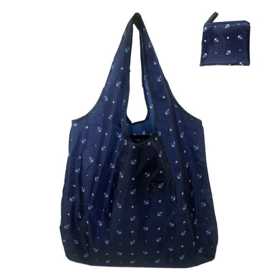 Picture of Dark Blue - Anchor Large Waterproof Portable Thickened Foldable Shopping Shoulder Bag 60x40x8cm, 1 Piece