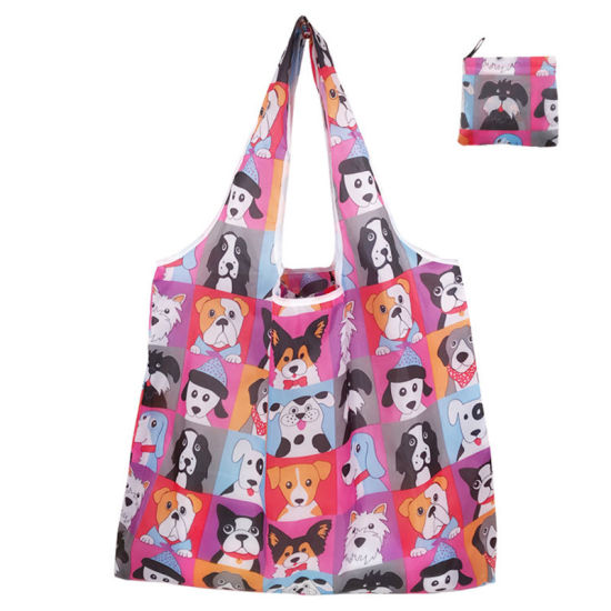 Picture of Pink - Puppy Large Waterproof Portable Thickened Foldable Shopping Shoulder Bag 60x40x8cm, 1 Piece