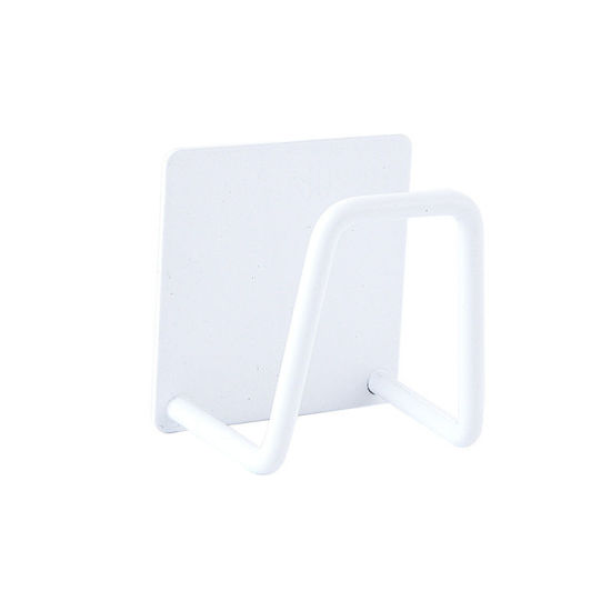 Image de Blanc - Support à éponge mural en acier inoxydable 304 lisse en acier inoxydable solide, support de cuisine, salle de bains 4.5x4.5x3.5cm, 1 pièce