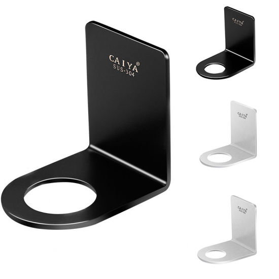 Picture of Black - Smooth Stainless Steel Strong Adhesive Hook Shower Gel Rack Holder Kitchen Bathroom Wall 6.9x6.6x5.3cm, 1 Piece