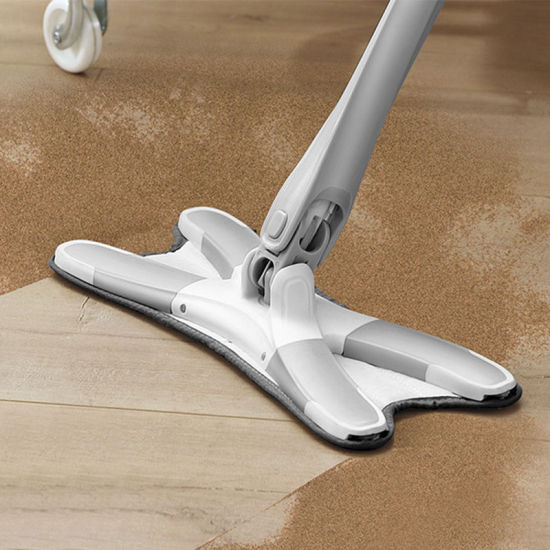 Изображение White - X-Shaped Flat Mop No Hand Wash Microfiber Mop Pads Household Cleaning Tools 140cm, 1 Piece