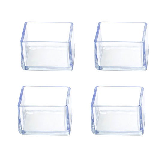 Picture of Transparent - Rectangle Non-Slip Wear-Resistant Transparent Thickened Table And Chair Foot Cover PVC Protector 3.3x2.5x2.3cm, 4 PCs