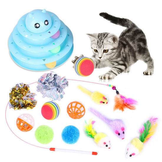 Picture of Multicolor - 14 PCs/Set Pet Kitten Cat Toys Interactive Play Supplies, 1 Set