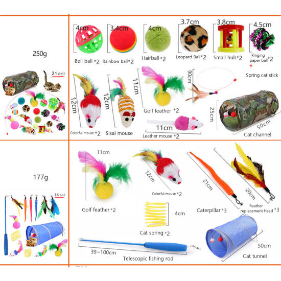 Picture of Multicolor - 21 PCs/Set Pet Kitten Cat Toys Interactive Play Supplies, 1 Set